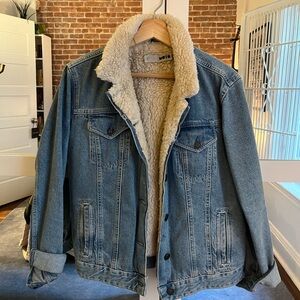 Topshop Shearling Lined Denim Jacket